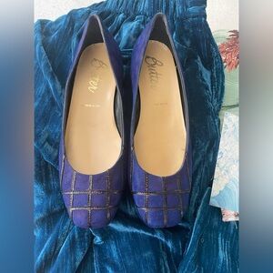Butter Women's Yves Klein Blue Flats with Navy Lattice details